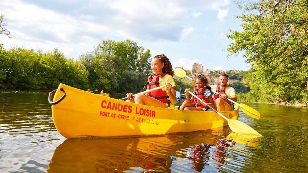 Family in canoe